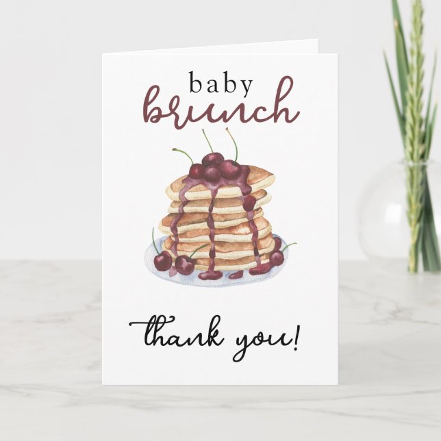 Pancakes Sweet Cherry Baby Shower Gracias Tarjeta (Anverso)