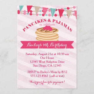 Pancakes y Chicas Pajamas Invitación al cumpleaños