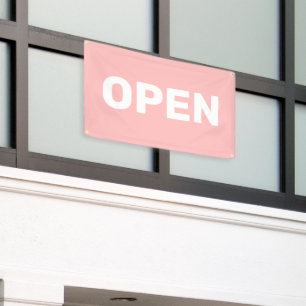 Pancarta abierta de color rosa melocotón