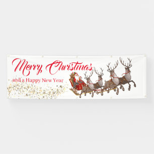 Pancarta al aire libre Santa Reindes Feliz Navidad