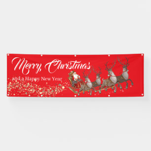 Pancarta al aire libre Santa Reindes Feliz Navidad