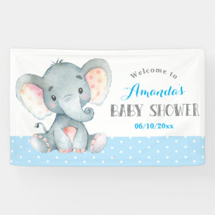 Pancarta azul y gris para los niños elefantes de