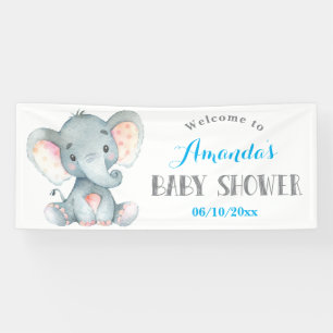 Pancarta azul y gris para los niños elefantes de B
