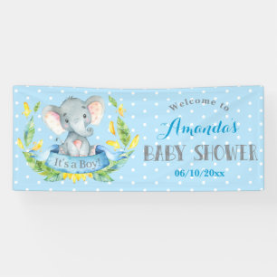 Pancarta azul y gris para los niños elefantes de B