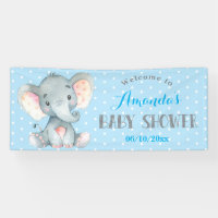 Pancarta azul y gris para los niños elefantes de B