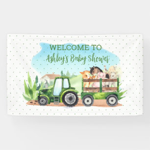 Pancarta Baby Shower de Green Tractor para animale