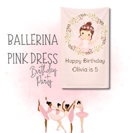 Pancarta Ballerina Happy 5Birthday Pink Fiesta