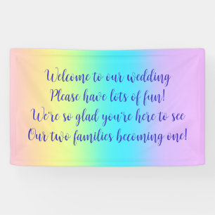 Pancarta Boda de gradiente de arcoiris pastel gran