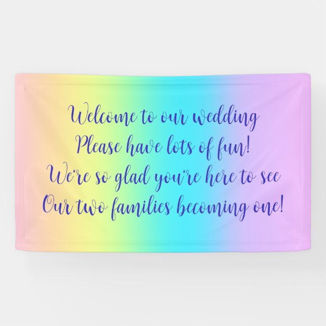 Pancarta Boda de gradiente de arcoiris pastel gran (Horizontal)
