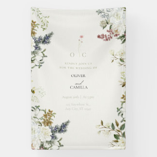Pancarta Botánica de Boda con Flores Silvestres