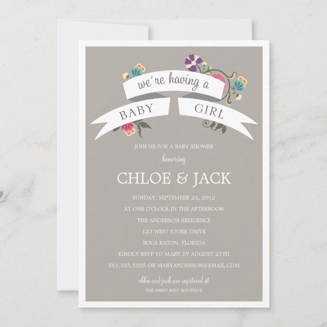 PANCARTA BOTÁNICA| INVITACIÓN DE BABY SHOWER (Anverso)