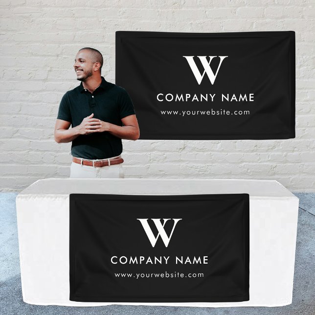 Pancarta colgada en la mesa de negocios del person (Custom Business Table Hanging Banner Modern Black)
