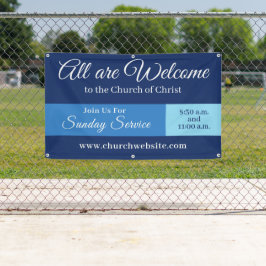 Pancarta colgante de bienvenida a la Iglesia