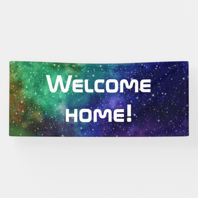 Pancarta colorida de la galaxia "Welcome Home" (Horizontal)