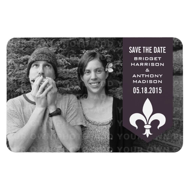 Pancarta con flores de Moda púrpura salva el imán  (Horizontal)