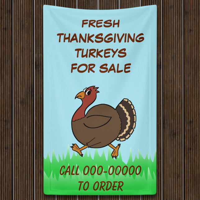 Pancarta De Acción De Gracias De Los Pasillos De N (Add your phone number to this Thanksgiving Turkeys for Sale Banner)