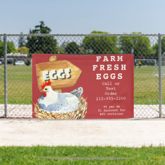 Pancarta de acuarela Hen Farm Fresh Eggs al aire l