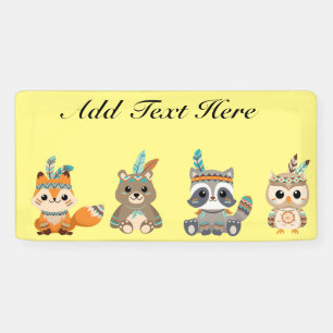 Pancarta de animales de bosque tribal personalizad