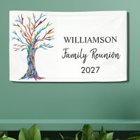 Pancarta de árbol familiar familiar de Reunión fam
