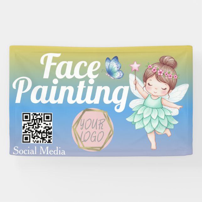 Pancarta de artista pintor de caras de hada linda (Horizontal)