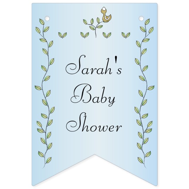 Pancarta de Baby Shower AZUL "Gold Birds" (Decimosexta bandera)
