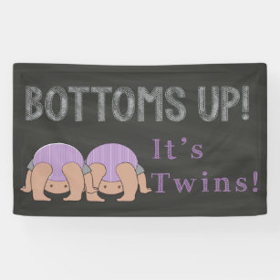 Pancarta de Baby Shower Bottoms Up Twins