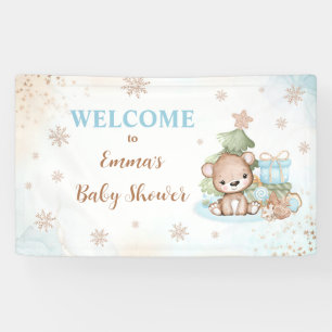 Pancarta de Baby Shower de Blue Navidades Bear Boy