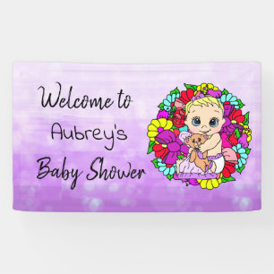 Pancarta de Baby Shower de chicas, Baby Girl Purpl