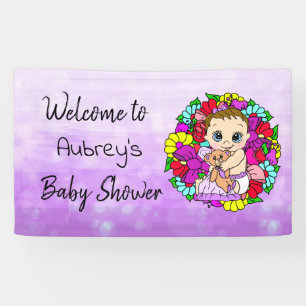Pancarta de Baby Shower de chicas, Baby Girl Purpl