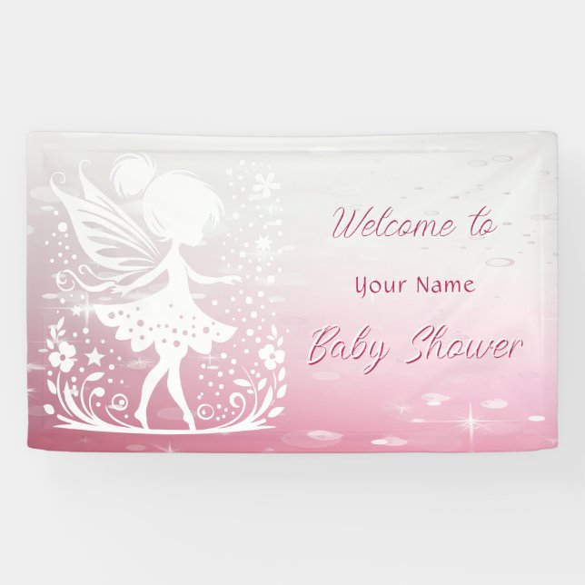Pancarta de Baby Shower de Little Fairy Floral (Horizontal)