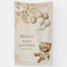 Pancarta de Baby Shower de Pampas Grass Teddy Bear