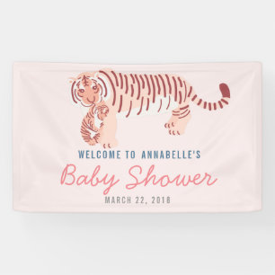 Pancarta de Baby Shower de tigre y peine de mamá r