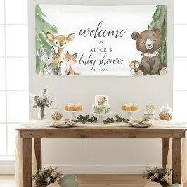 Pancarta de Baby Shower para los animales de Woodl