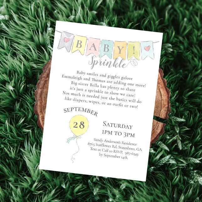 Pancarta de Baby Shower Sprinkle con globos y oso (Subido por el creador)