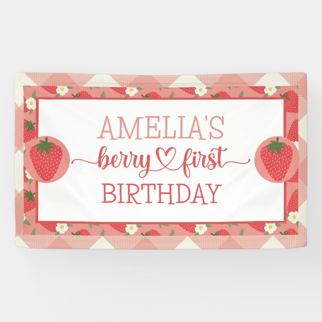 Pancarta de Berry First Birthday (Horizontal)