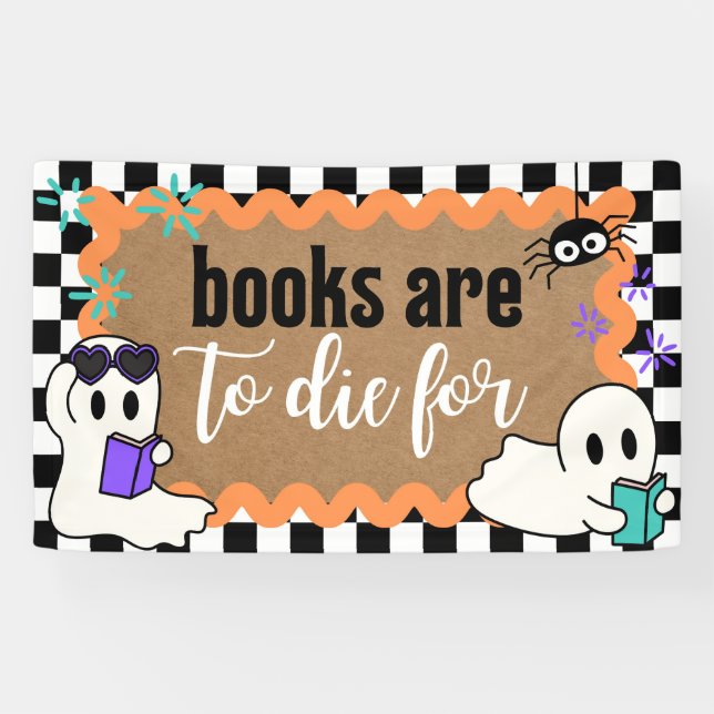 Pancarta de biblioteca de aula con tema de Hallowe (Horizontal)