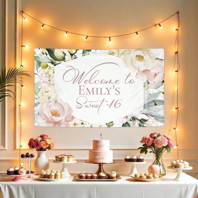 Pancarta de bienvenida Boho Greenery Floral Frame  (Subido por el creador)