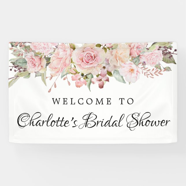 Pancarta de bienvenida con ducha de novia floral r (Horizontal)