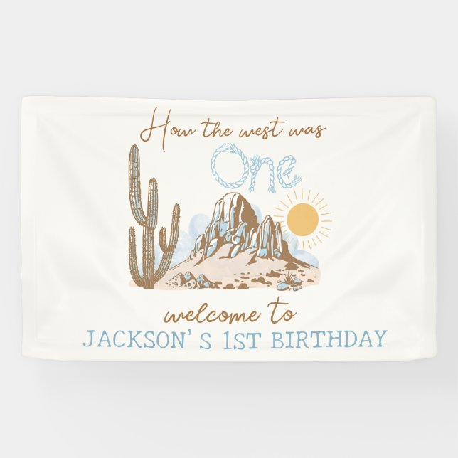 Pancarta de bienvenida de 1 cumpleaños del desiert (Horizontal)