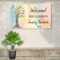 Pancarta de bienvenida de árbol familiar de Reunió