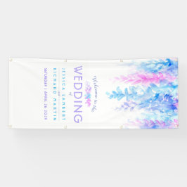 pancarta de bienvenida de arte boda azul personali