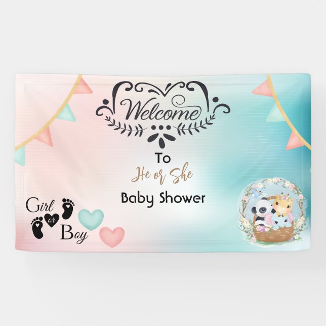 Pancarta de bienvenida de Baby Shower revelada por (Horizontal)