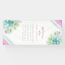 pancarta de bienvenida de boda suculento personali