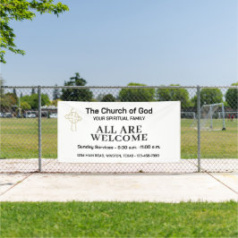 Pancarta de bienvenida de la iglesia en blanco y n