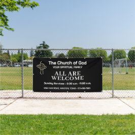 Pancarta de bienvenida de la iglesia en blanco y n
