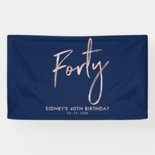 Pancarta de bienvenida de RoseGold Blue 40th Birth