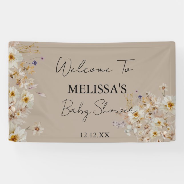 Pancarta de bienvenida del Boho Rustic Wildflowers (Horizontal)