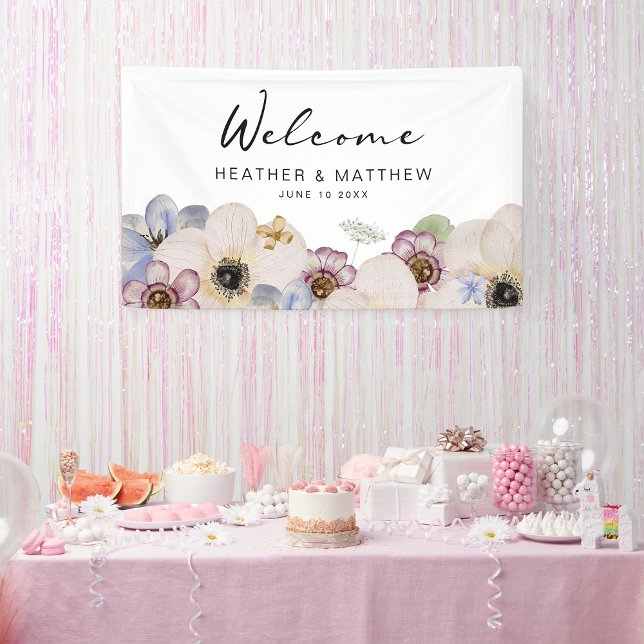 Pancarta de bienvenida floral moderna (Modern Floral Welcome Banner by Painted Paperie
)