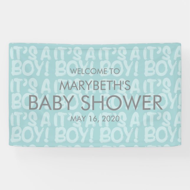Pancarta de bienvenida Graffiti Blue Baby Shower (Horizontal)