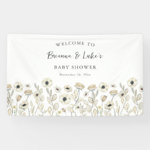 Pancarta de bienvenida para baby shower floral bla
